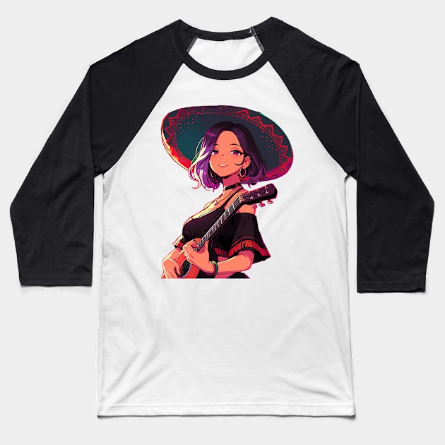 Cinco de mayo anime girls with guitar Baseball T-Shirt by emhaz